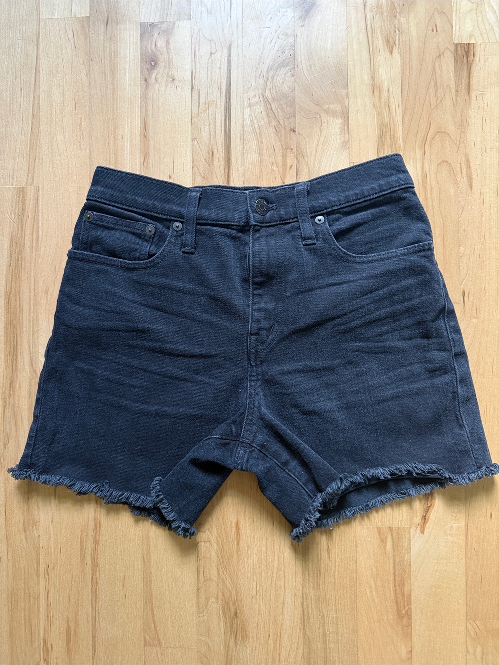 Madewell Black Frayed Hem Denim Shorts